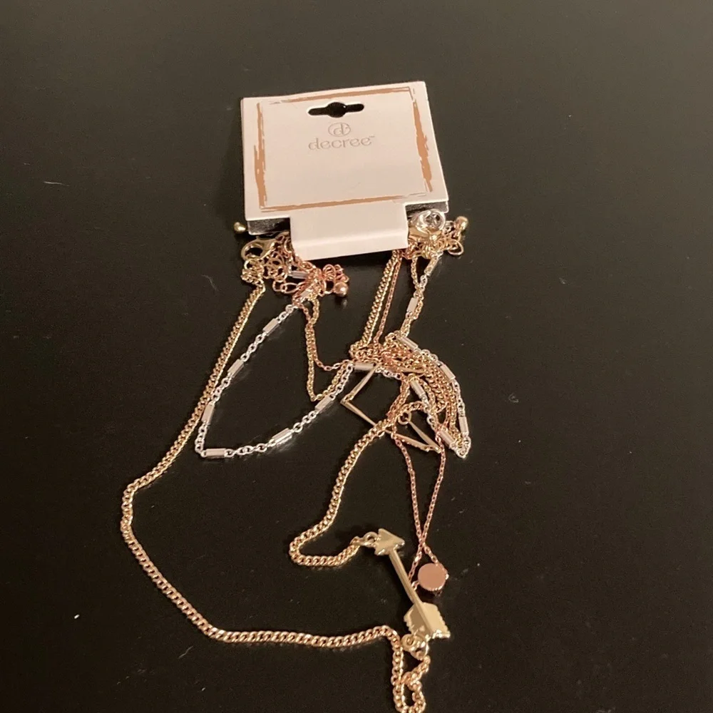 Decree Gold Multi-Layer Necklace with Arrow Charm